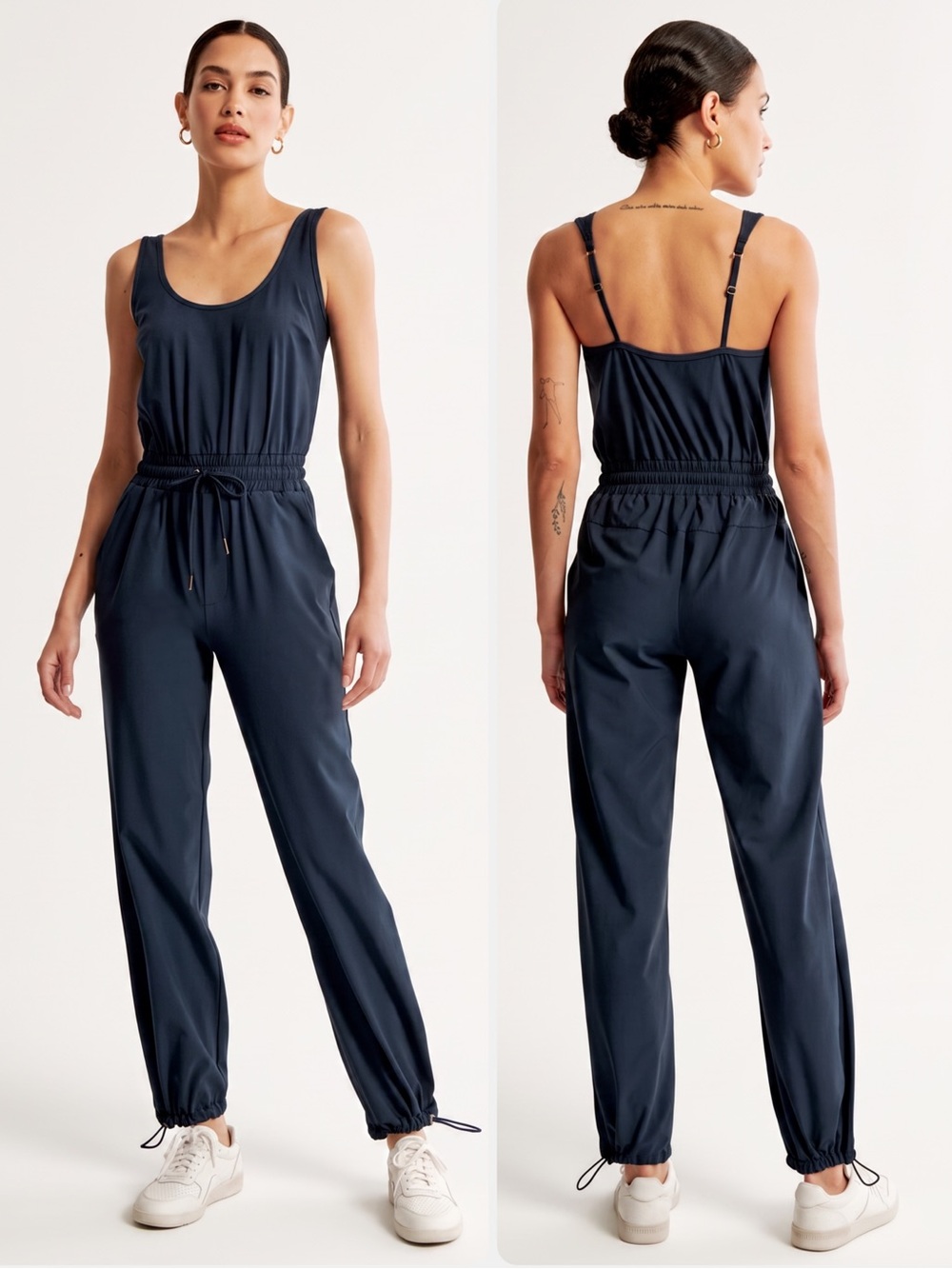 Abercrombie & Fitch Traveler Navy Drawstring Waist Jumpsuit NWOT $118